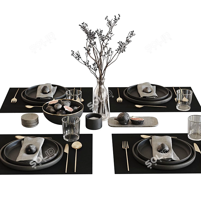 Fig-Inspired Tableware Set 3D model image 1