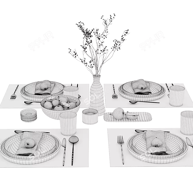 Fig-Inspired Tableware Set 3D model image 3