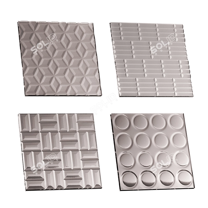 Fluted Glass Set - 10 Pieces 3D model image 2