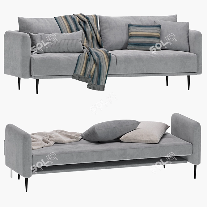 Elegant Emerald Velvet Sofa: Sayle Barhat 3D model image 4