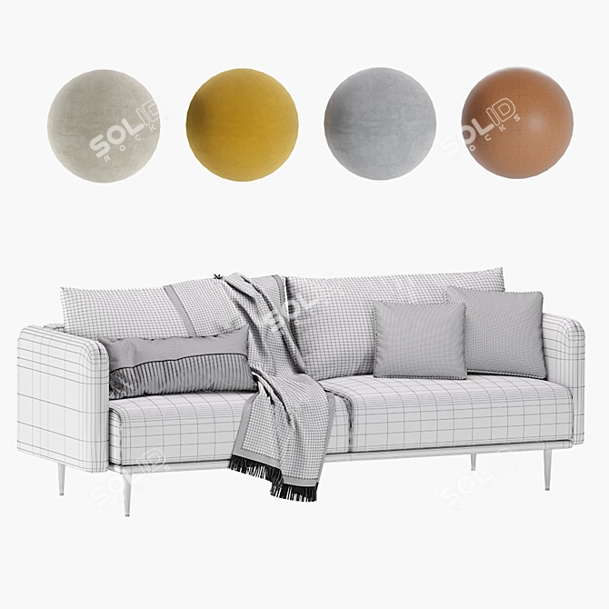 Elegant Emerald Velvet Sofa: Sayle Barhat 3D model image 7