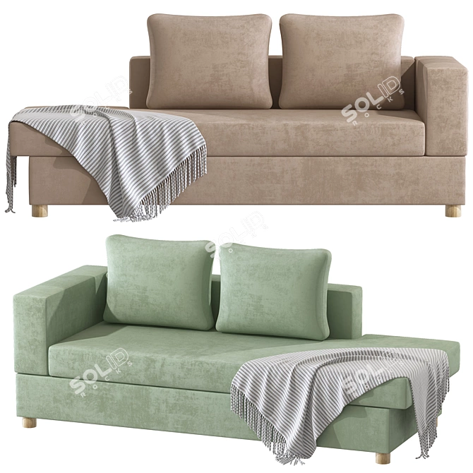 Elegant Dilsey Velvet Couch 3D model image 1