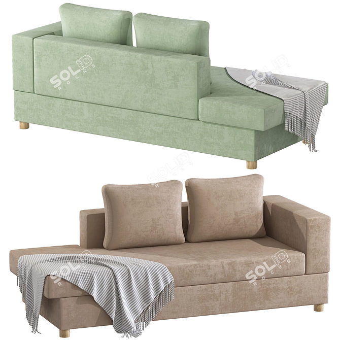 Elegant Dilsey Velvet Couch 3D model image 2