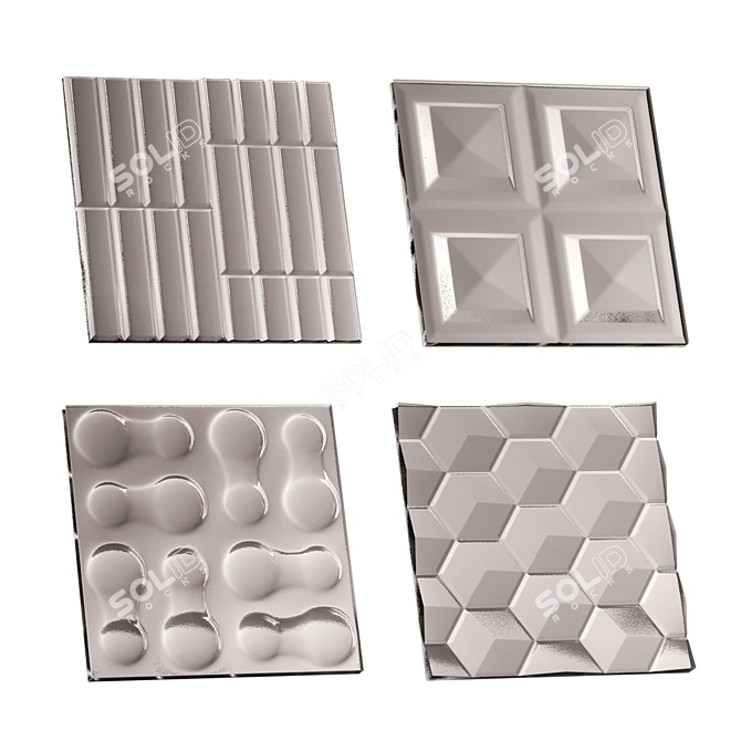 Elegant Fluted Glass Set 12 3D model image 2