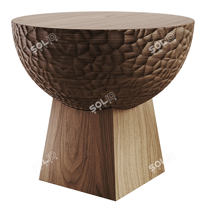 Sleek Walnut & Marble Coffee Table 3D model image 1