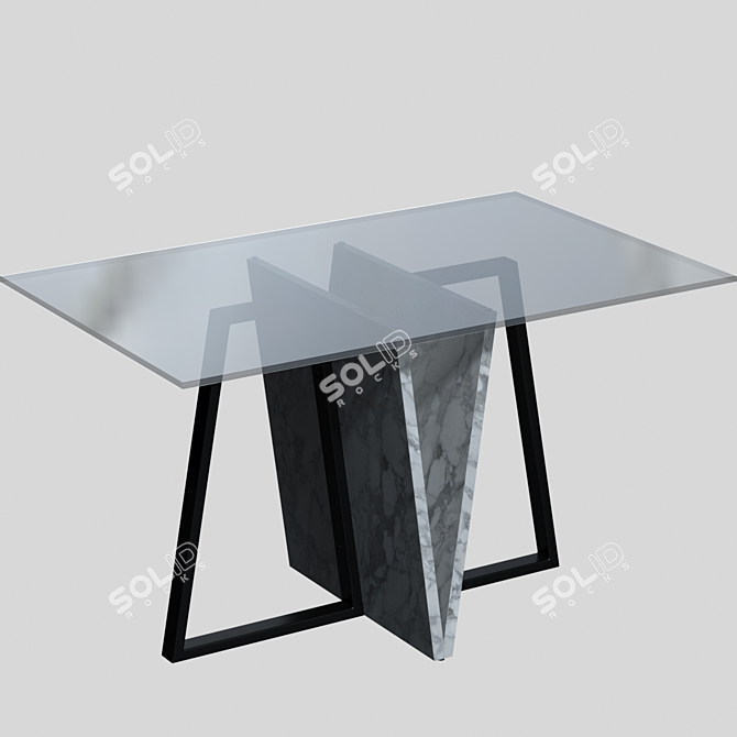 Modern Wooden Dining Table 3D model image 1