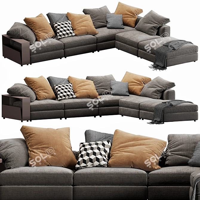 Flexform Harper Sleek Sectional 3D model image 2