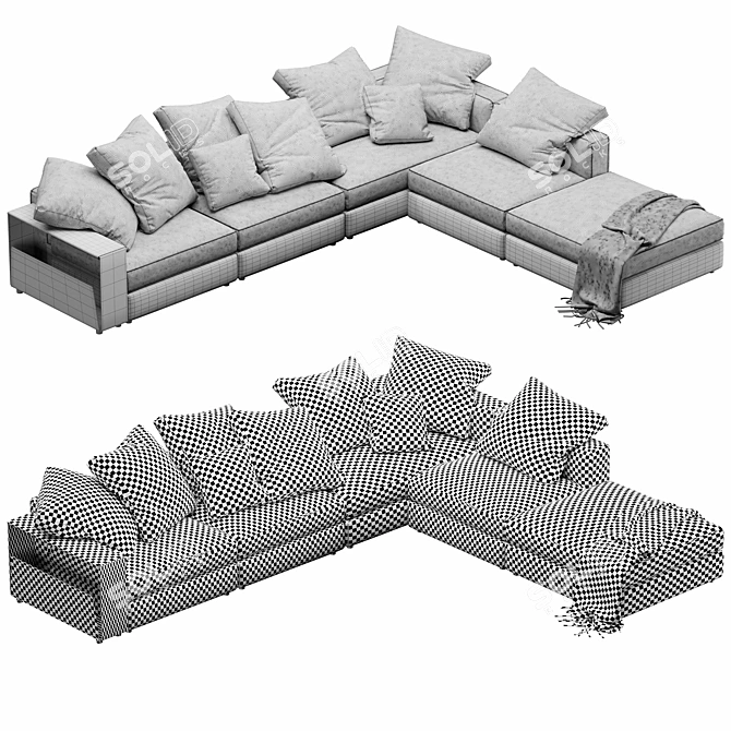 Flexform Harper Sleek Sectional 3D model image 4