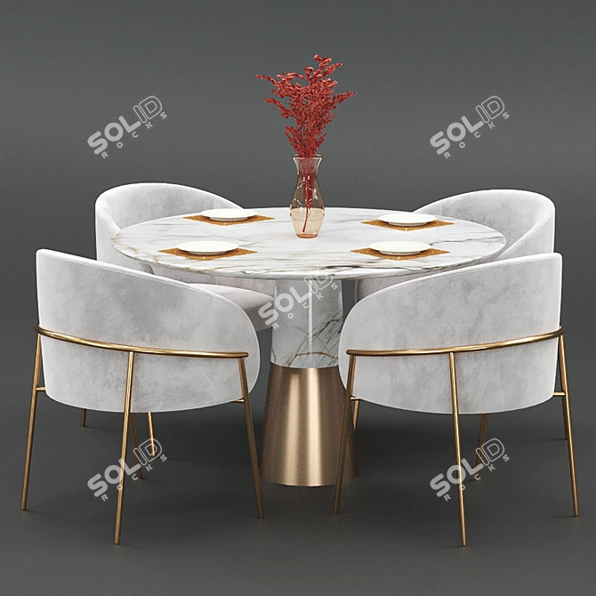 Elegant Modern Dining Set 3D model image 1