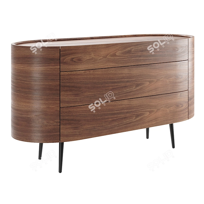 Elegant Walnut Chest of Drawers 3D model image 1