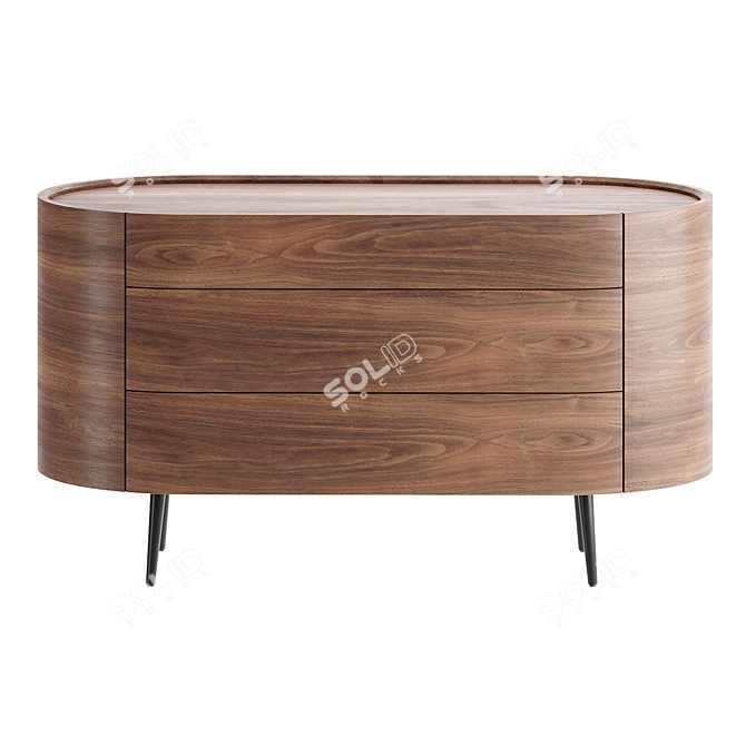 Elegant Walnut Chest of Drawers 3D model image 2