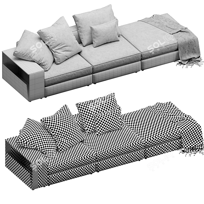 Elegant and Versatile Flexform Harper Chaise 3D model image 4