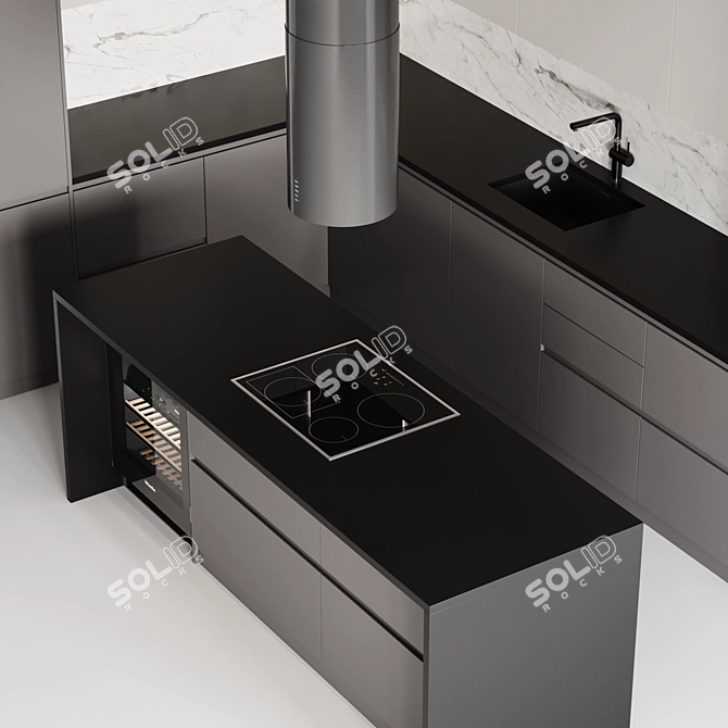 Sleek Modern Kitchen Set 005 3D model image 6