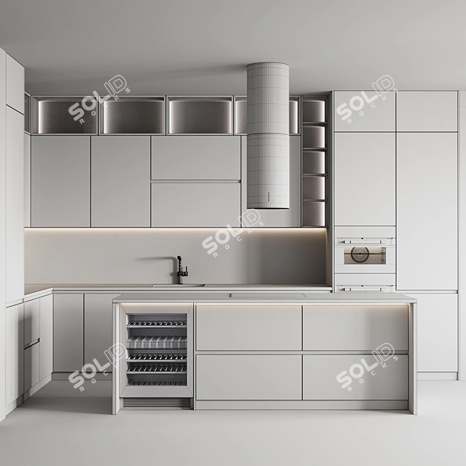 Sleek Modern Kitchen Set 005 3D model image 7