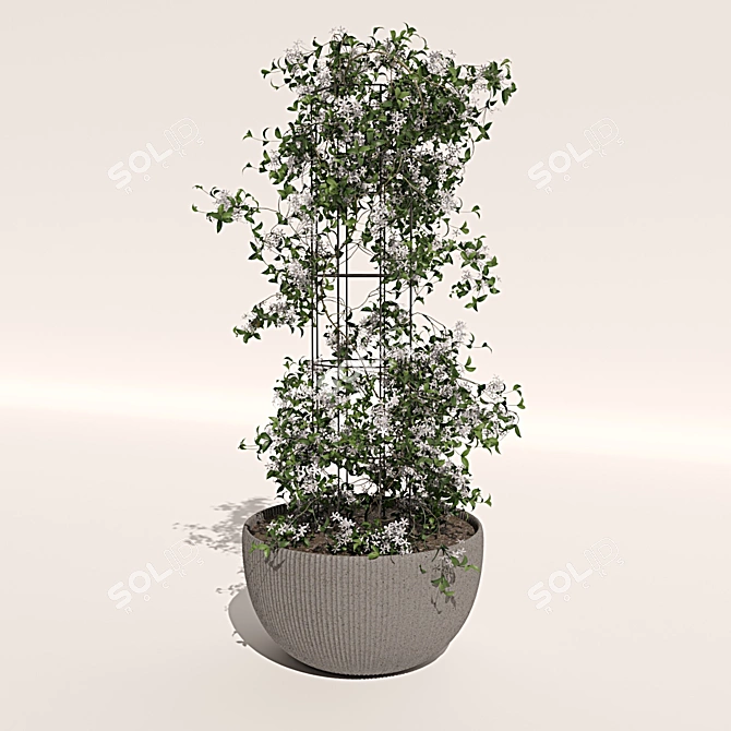 Elegant Floral Planter 3D model image 1