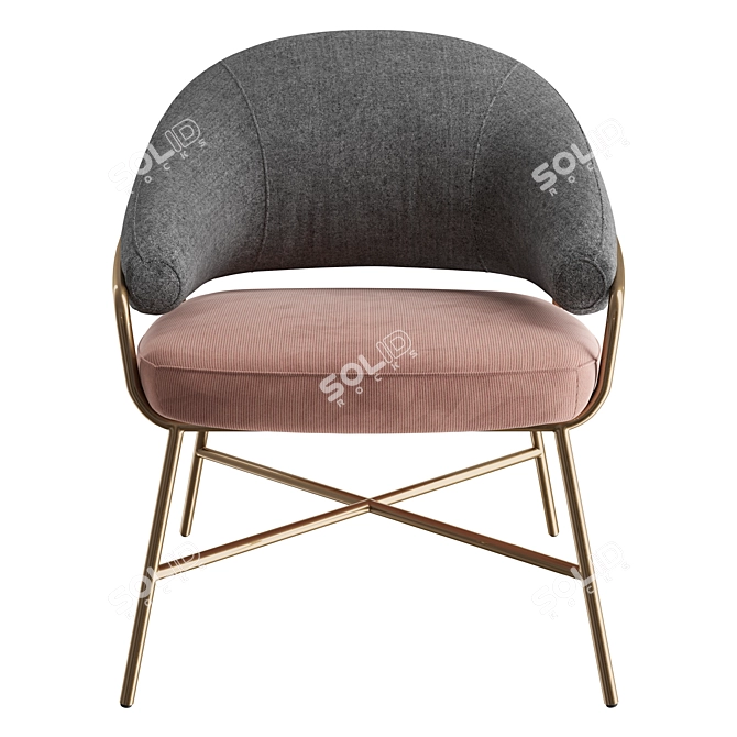 Elegant Adele Velvet Armchair 3D model image 3