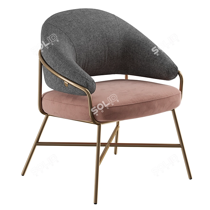 Elegant Adele Velvet Armchair 3D model image 7