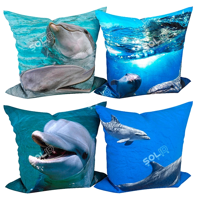 Aquatic Dream Dolphin Pillow 3D model image 1