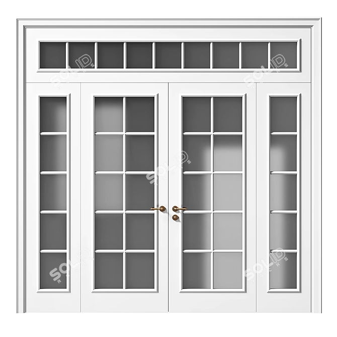 Elegant Parisian Double Doors 3D model image 1