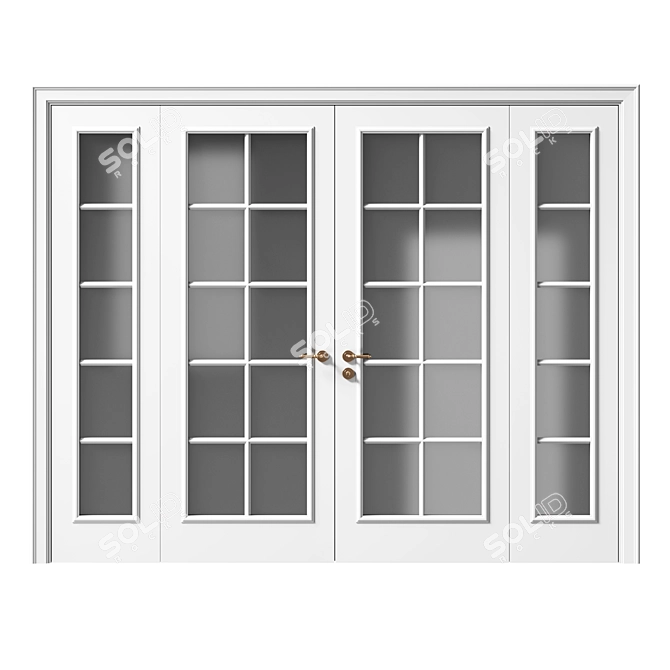 Elegant Parisian Double Doors 3D model image 2