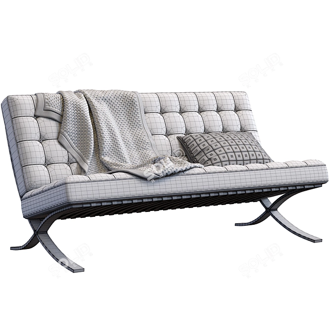 Barcelona Knoll Sofa: Sleek, Modern, and Functional 3D model image 4