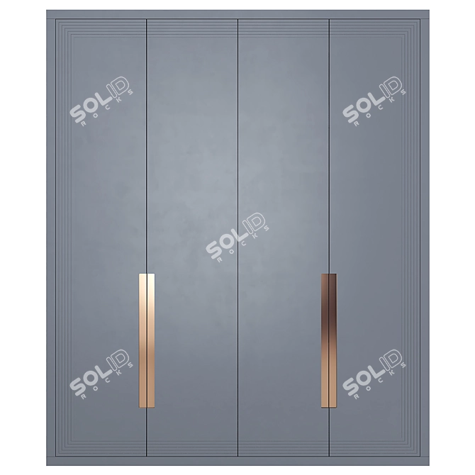 Sleek Silver Wardrobe 3D model image 1