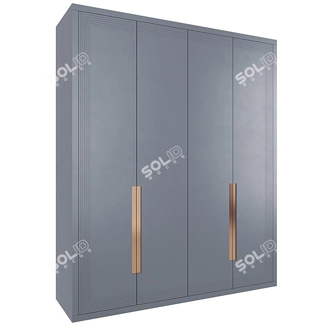 Sleek Silver Wardrobe 3D model image 2