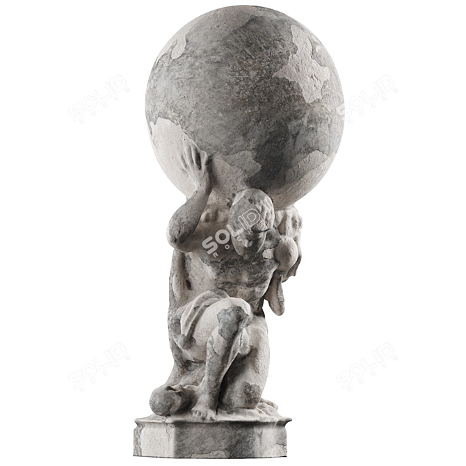 Mighty Hercules Globe Statue 3D model image 1