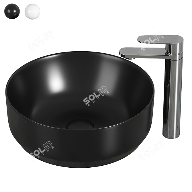 Stylish Matte Black Washbasin 3D model image 1