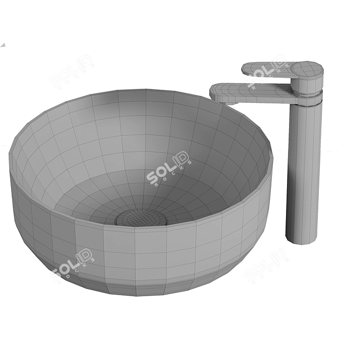Stylish Matte Black Washbasin 3D model image 2