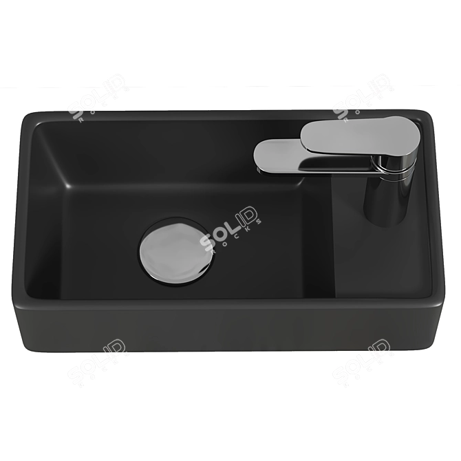 Modern Gray Matte Wash-hand Basin 3D model image 2