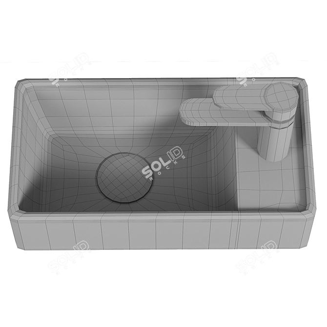 Modern Gray Matte Wash-hand Basin 3D model image 3