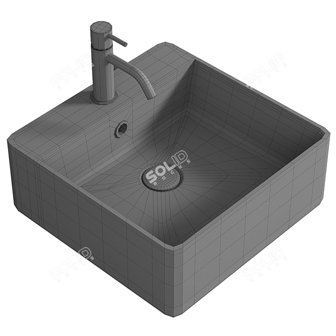 Sleek and Stylish SantiLine Washbasin 3D model image 2