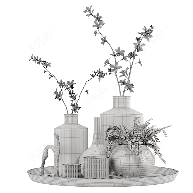 Unique Decorative Plant Set 2 3D model image 3