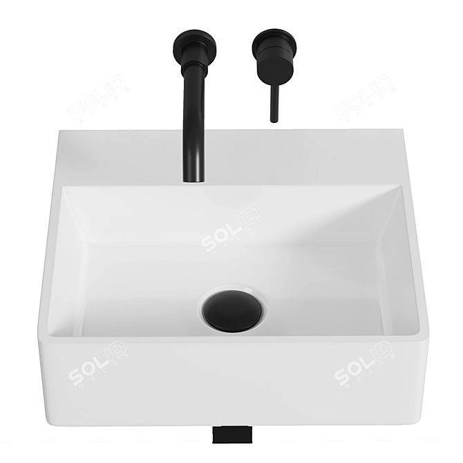 Cubetto Compact Basin - Space-Saving Elegance 3D model image 2