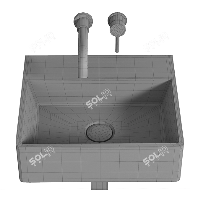 Cubetto Compact Basin - Space-Saving Elegance 3D model image 3