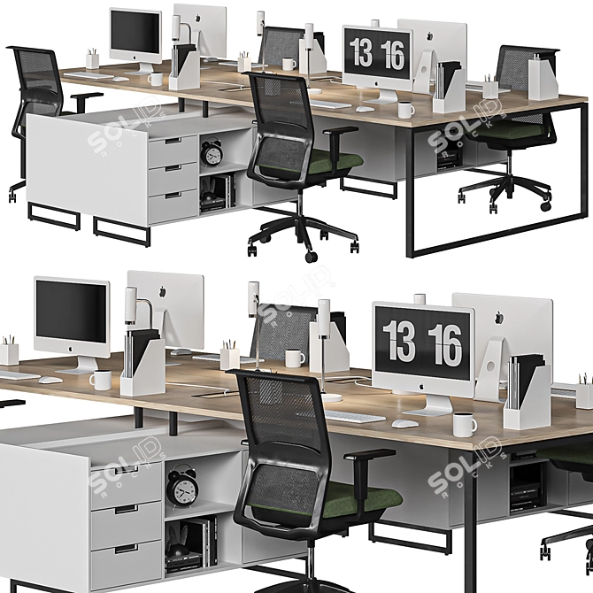 Modern Woody Office Furniture 3D model image 4