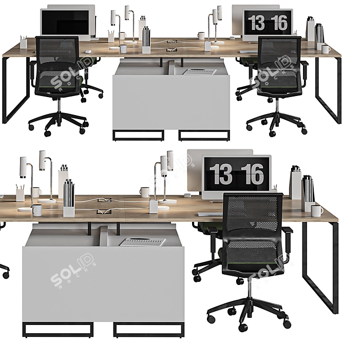 Modern Woody Office Furniture 3D model image 5