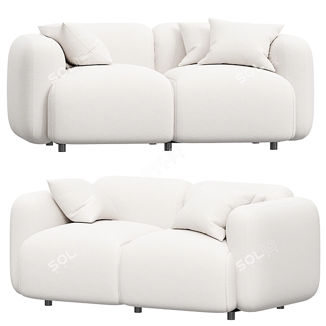 Modern Swell 2 Seater Sofa 3D model image 1