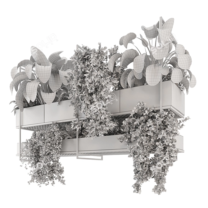 Metal Box Hanging Plant Set 3D model image 7