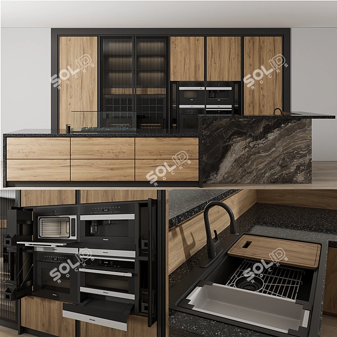 Modern Kitchen Cabinet Storage Set 3D model image 1