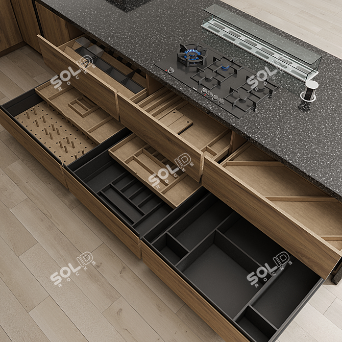 Modern Kitchen Cabinet Storage Set 3D model image 2