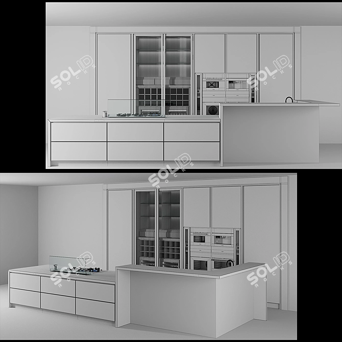 Modern Kitchen Cabinet Storage Set 3D model image 6