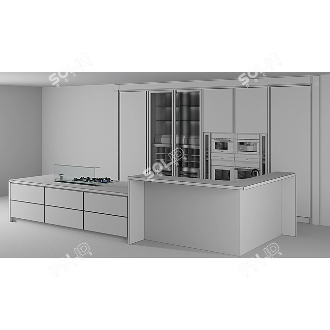 Modern Kitchen Cabinet Storage Set 3D model image 7