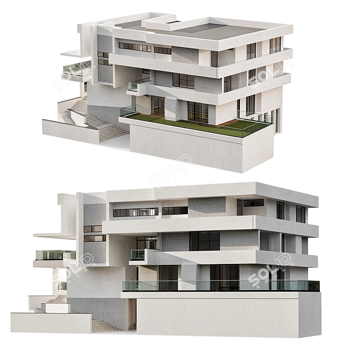 Modern Residential Building Design 3D model image 2