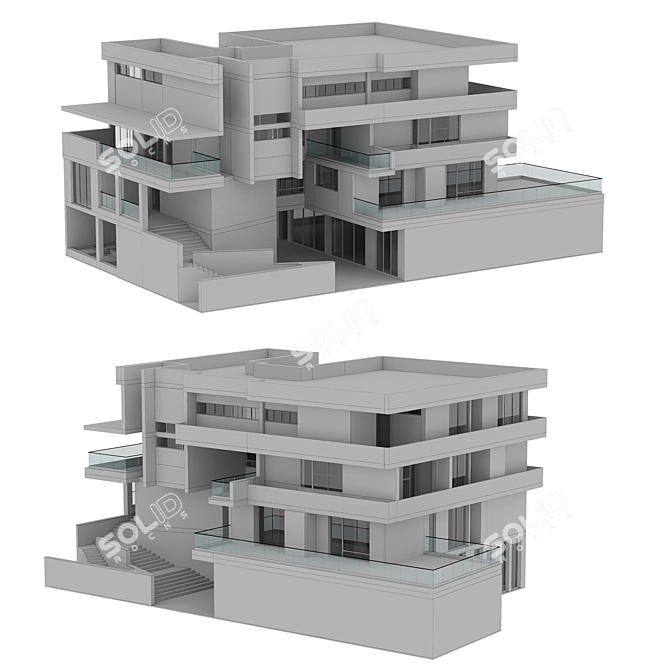 Modern Residential Building Design 3D model image 5