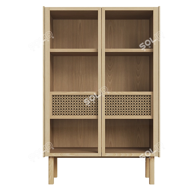 CANA Low Buffet - Elegant Oak and Glass Buffet 3D model image 2