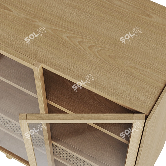 CANA Low Buffet - Elegant Oak and Glass Buffet 3D model image 4