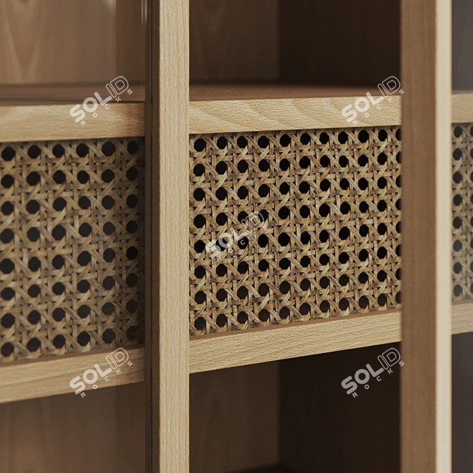 CANA Low Buffet - Elegant Oak and Glass Buffet 3D model image 5