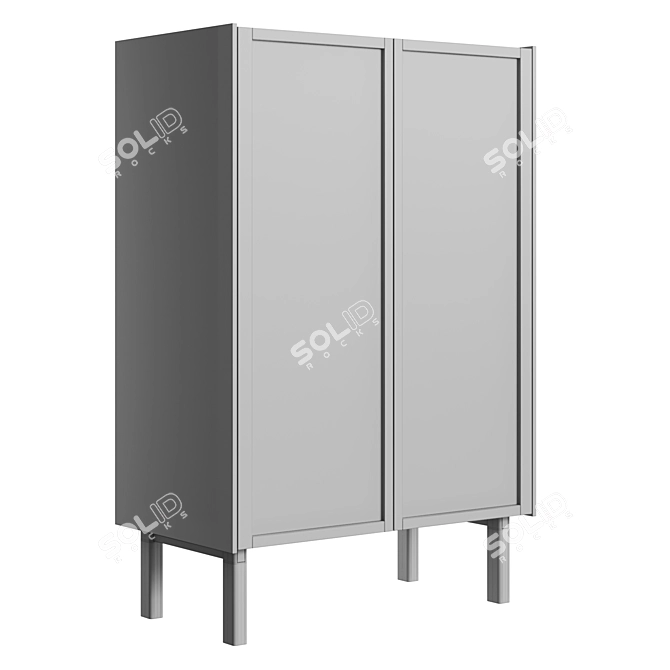 CANA Low Buffet - Elegant Oak and Glass Buffet 3D model image 6